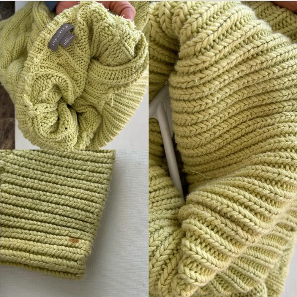 Vintage Ann Taylor Fisherman Cable Knit turtleneck sweater Green XL. - Picture 11 of 11